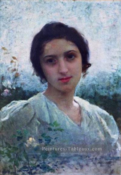 Eugénie Lucchesi portraits réalistes de fille Charles Amable Lenoir Peintures à l'huile